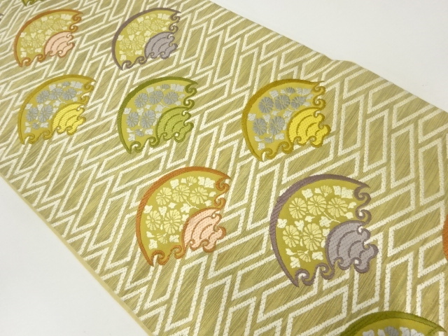 JAPANESE KIMONO / VINTAGE FUKURO OBI / WOVEN SEIGAIHA & KIKU